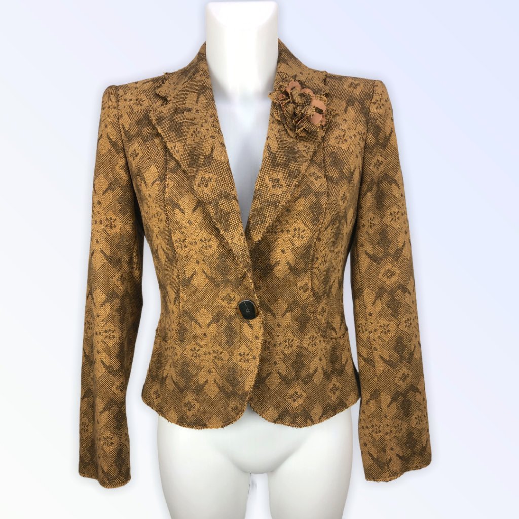 Brown Patterned Zara Basic Blazer/Jacket Size 8